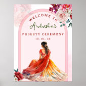 赤面ピンクハーフサーリ歓迎サイン思春期 ポスター (正面)