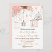 赤面ピンクバお洒落ルダージュ結婚式招待状 招待状 (正面/裏面)