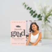 赤面ピンクバジェットフォトグラードグレーキャップ招待状 (スタンド正面)