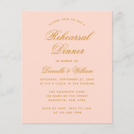 赤面ピンクバジェットリハーサルディナー招待状