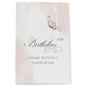 赤面ピンクバタフライエイジ誕生日へようこそ ミディアムペーパーバッグ (正面)