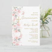 赤面ピンクバタフライファーストコミューオンガール 招待状 (スタンド正面)