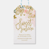 赤面ピンクバタフライフローラキンセアニェラパーティープレゼント ギフトタグ (正面)