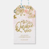 赤面ピンクバタフライフローラキンセアニェラパーティー ギフトタグ (正面)