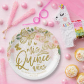 赤面ピンクバタフライフローラキンセアニェラパーティー ペーパープレート (パーティー)