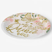 赤面ピンクバタフライフローラキンセアニェラパーティー ペーパープレート (アングル)