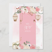 赤面ピンクバタフライフローラキンセエレガントーニェラ 招待状 (裏面)