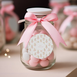 赤面ピンクバニーラビットバレリーナベイビーシャワー ラウンドシール