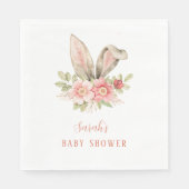 赤面ピンクバニー耳フローラ赤ちゃんシャワー スタンダードランチョンナプキン (正面)