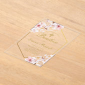 赤面ピンクバプティスガール アクリル招待状 (レイダウン)