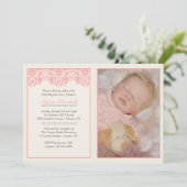 赤面ピンクバプテスマ写真招待状 招待状 (スタンド正面)