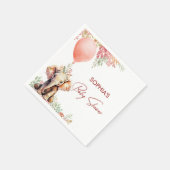 赤面ピンクバルーンフローラゾウ赤ちゃんシャワー スタンダードカクテルナプキン (角)