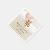 赤面ピンクバルーン付きテディベア スタンダードカクテルナプキン (角)