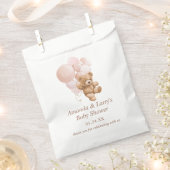 赤面ピンクバルーン付きテディベア フェイバーバッグ (クリップ留めされた状態)