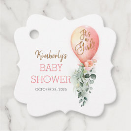 赤面ピンクバルーン赤ちゃんシャワーありがとう フェイバータグ