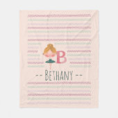 赤面ピンクバレリナモノグラムBアールパーソナライズされたト フリースブランケット (正面)