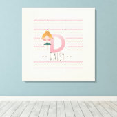 赤面ピンクバレリナモノグラムD – アパーソナライズされたート キャンバスプリント (インサイチュ (ウッドフロア))