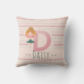 赤面ピンクバレリナモノグラムD – アパーソナライズされたート クッション (裏面)