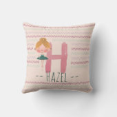 赤面ピンクバレリナモノグラムHアールパーソナライズされたト クッション (裏面)