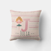赤面ピンクバレリナモノグラムJアールパーソナライズされたト クッション (裏面)