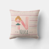 赤面ピンクバレリナモノグラムNアールパーソナライズされたト クッション (裏面)