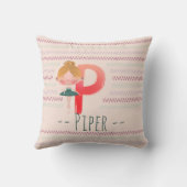 赤面ピンクバレリナモノグラムPアールパーソナライズされたト クッション (裏面)