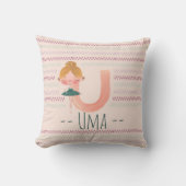 赤面ピンクバレリナモノグラムUアールパーソナライズされたト クッション (正面)