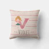 赤面ピンクバレリナモノグラムV – アーパーソナライズされたト クッション (裏面)