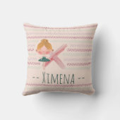 赤面ピンクバレリナモノグラムXアールパーソナライズされたト クッション (裏面)