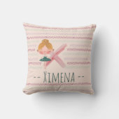 赤面ピンクバレリナモノグラムXアールパーソナライズされたト クッション (正面)