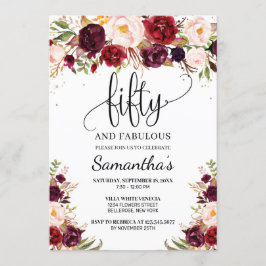 赤面ピンクバーガンディマルサラフローラ50歳 招待状