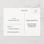 赤面ピンクバーガンディーフラワーウェディングRSVP インビテーションポストカード (裏面)