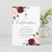 赤面ピンクバーガンディーレッドフローラクロス確認 招待状 (スタンド正面)