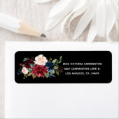 赤面ピンクバーグンディエレガントフローラかわいらし結婚ズ ラベル (インサイチュ)