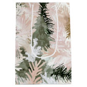 赤面ピンクパイングリーンクリスマスツリー ミディアムペーパーバッグ (裏面)