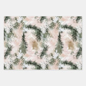 赤面ピンクパイングリーンクリスマスツリー ラッピングペーパーシート (正面3)