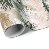 赤面ピンクパイングリーンクリスマスツリー ラッピングペーパー (ロールコーナー)