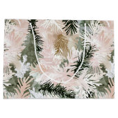 赤面ピンクパイングリーンクリスマスツリー ラージペーパーバッグ (裏面)