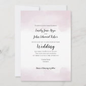 赤面ピンクパステルウォーターカラー結婚ズ 招待状 (正面)