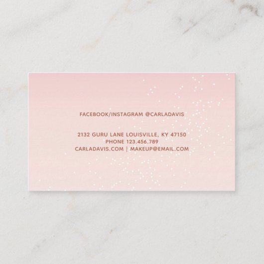 赤面ピンクパステルグラデーショングリッターメイクアップアーティスト 名刺