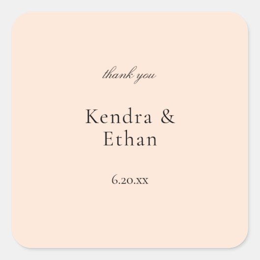 赤面ピンクパステルサンキュー スクエアシール (正面)