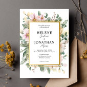 赤面ピンクパステルフローラガーデンエレガントウェディング 招待状