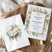 赤面ピンクパステルフローラガーデンエレガントウェディング 招待状