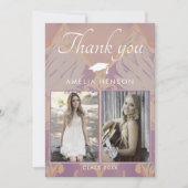 赤面ピンクパターン卒業2写真卒業 サンキューカード (正面)