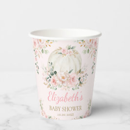 赤面ピンクパンプキン秋グリーンリーベビーシャワー 紙コップ