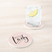 赤面ピンクパーソナライズされたボスレディーロゴ コースター (側面)