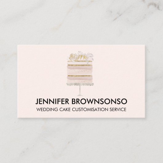 赤面ピンクパーティーホームベーカリー結婚ズケーキ 名刺 (正面)