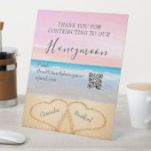 赤面ピンクパープビーチ結婚式2砂のハート 台座サイン (インサイチュ)