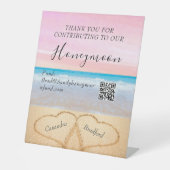 赤面ピンクパープビーチ結婚式2砂のハート 台座サイン (正面)