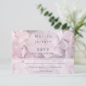赤面ピンクパープルアジサイフローラウェディングRSVP 出欠カード (スタンド正面)